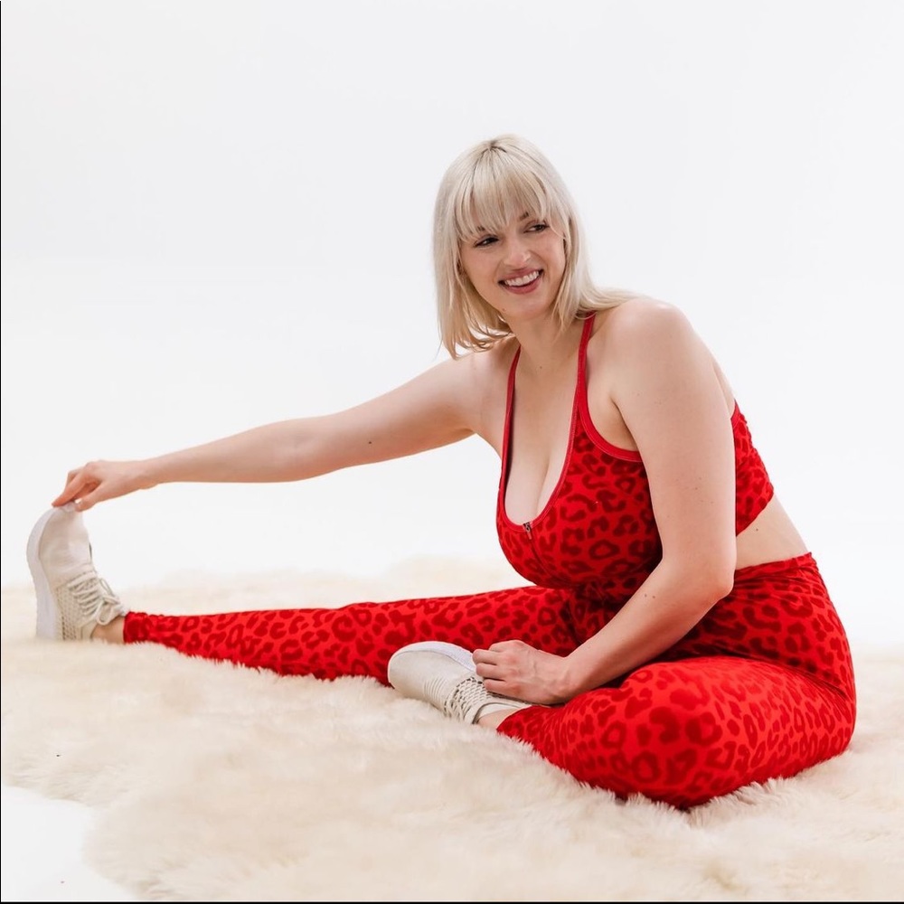 🆕BALANCE ATHLETICA Red Leopard Velvet Set